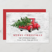 Retro  Rood Boerderij Vrachtwagen Kerstboom Boho Feestdagenkaart (Voorkant / Achterkant)