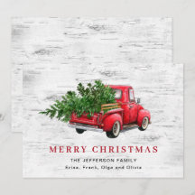 Retro  Rood Boerderij Vrachtwagen Kerstboom Boho