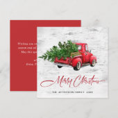 Retro  Rood Boerderij Vrachtwagen Kerstboom Feestdagenkaart (Voorkant / Achterkant)