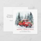 Retro Rood Boerderij Vrachtwagen Kerstboom Groet Feestdagenkaart (Voorkant / Achterkant)