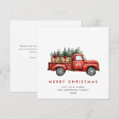 Retro Rood Boerderij Vrachtwagen Kerstboom Groet Feestdagenkaart (Voorkant / Achterkant)