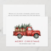 Retro Rood Boerderij Vrachtwagen Kerstboom Groet Feestdagenkaart (Voorkant / Achterkant)