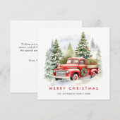 Retro Rood Boerderij Vrachtwagen Kerstboom Groet Feestdagenkaart (Voorkant / Achterkant)