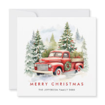 Retro Rood Boerderij Vrachtwagen Kerstboom Groet