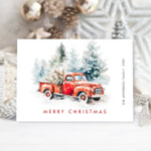 Retro Rood Boerderij Vrachtwagen Kerstboom Groet Feestdagenkaart