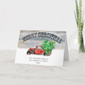 Retro  rood Boerderij Vrachtwagen kerstcadeautje Feestdagen Kaart (Voorkant)