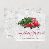 Retro  rood Boerderij Vrachtwagen kerstcadeautje Feestdagenkaart (Voorkant / Achterkant)