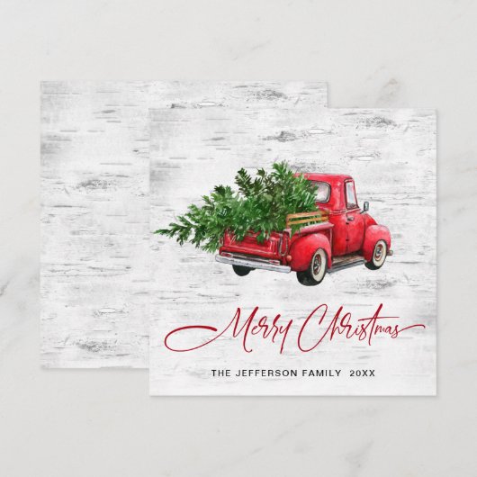 Retro  rood Boerderij Vrachtwagen kerstcadeautje Feestdagenkaart (Voorkant / Achterkant)