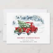 Retro  rood Boerderij Vrachtwagen kerstcadeautje Feestdagenkaart (Voorkant)