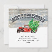 Retro rood Boerderij Vrachtwagen kerstcadeautje Feestdagenkaart (Voorkant)