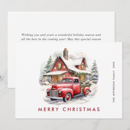 Retro Rood Boerderij Vrachtwagen Land Kerstgroet Feestdagenkaart (Voorkant / Achterkant)