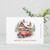 Retro Rood Boerderij Vrachtwagen Land Kerstgroet Feestdagenkaart (Staand voorkant)