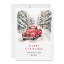 Retro Rood Boerderij Vrachtwagen Land Kerstgroet