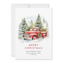 Retro Rood Boerderij Vrachtwagen Land Kerstgroet