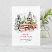 Retro Rood Boerderij Vrachtwagen Land Kerstgroet Feestdagenkaart (Staand voorkant)
