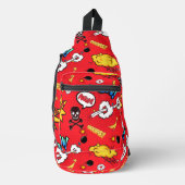Retro Rood Comic Book Pop Art Explosiepatroon Sling Bag (Voorkant)