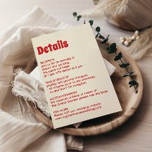 Retro Rood & Crème Typografie Huwelijksdetails