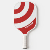 Retro Rood Drie Cirkel Streep met Naam Pickleball Paddle (Achterkant)