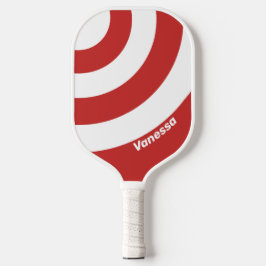 Retro Rood Drie Cirkel Streep met Naam Pickleball Paddle