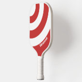 Retro Rood Drie Cirkel Streep met Naam Pickleball Paddle (Links)