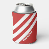 Retro Rood Drie Strepen met Naam Blikjeskoeler (Blikje Achterkant)