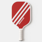 Retro Rood Drie Strepen met Naam Pickleball Paddle (Achterkant)