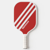 Retro Rood Drie Strepen met Naam Pickleball Paddle (Voorkant)