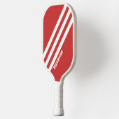 Retro Rood Drie Strepen met Naam Pickleball Paddle (Links)