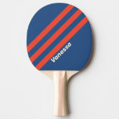 Retro rood en blauw drie strepen met naam tafeltennisbatje (Voorkant)