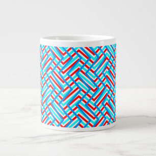 Retro rood en blauw grafisch print grote koffiekop