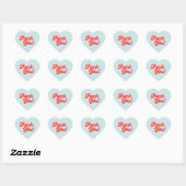 Retro rood en blauw hart bedank sticker (Vel)