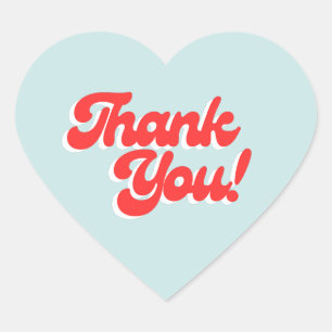 Retro rood en blauw hart bedank sticker