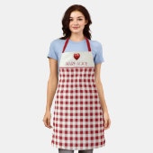 Retro rood en crème geruit met hart schort (Gedragen)