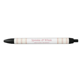 Retro rood en crèmekleurig hart strepen bakkerij zwarte inkt pen