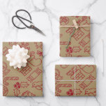 Retro Rood en Goud  Nordic Christmas Inpakpapier Vel<br><div class="desc">Verhoog uw vakantie cadeau-geven met dit trendy en stijlvolle rijke rood en goud retro Scandinavisch patroon kerst inpakpapier. Dit premium inpakpapier heeft een tijdloos design dat de charme van weleer oproept. Wikkel je cadeaus in luxe en maak de geschenken van dit seizoen echt onvergetelijk.</div>
