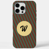 Retro rood en groen gestreept goud cirkel monogram Case-Mate iPhone case (Achterkant)