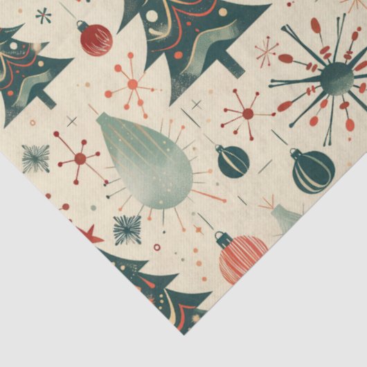 Retro rood en groen kerstdecoupage tissuepapier (Detail)