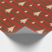 Retro Rood en Groen Kerstmis Cadeaupapier (Hoek)