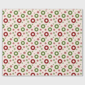 Retro Rood en Groen Kerstmis Verpakkend Document Cadeaupapier (Vlak)