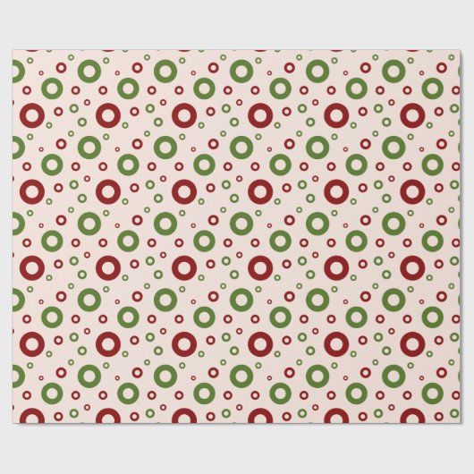 Retro Rood en Groen Kerstmis Verpakkend Document Cadeaupapier (Vlak)