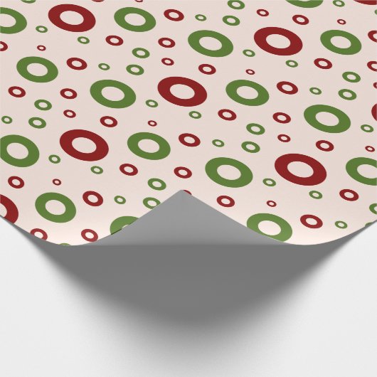 Retro Rood en Groen Kerstmis Verpakkend Document Cadeaupapier (Hoek)