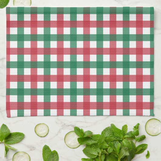  Retro Rood en Groen Plaid Theedoek (Gevouwen)