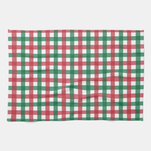  Retro Rood en Groen Plaid Theedoek (Horizontaal)