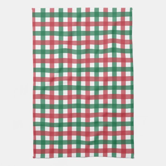 Retro Rood en Groen Plaid Theedoek (Verticaal)