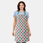 Retro Rood en Groen Vierkant Plaid Schort (Gedragen)