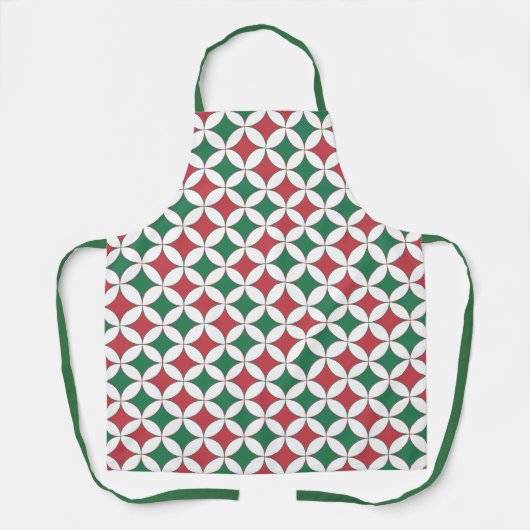 Retro Rood en Groen Vierkant Plaid Schort (Voorkant)