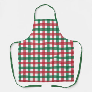 Retro Rood en Groen Vierkant Plaid Schort