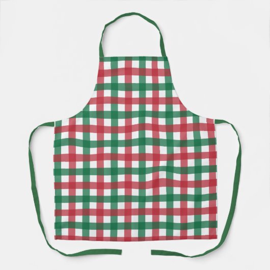  Retro Rood en Groen Vierkant Plaid Schort (Voorkant)