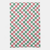 Retro Rood en Groen Vierkant Plaid Theedoek (Verticaal)