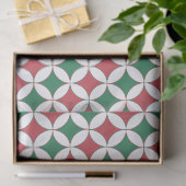 Retro Rood en Groen Vierkant Plaid Tissuepapier (Geschenk)